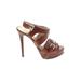 MICHAEL Michael Kors Heels: Brown Solid Shoes - Women's Size 6 1/2 - Open Toe