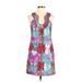 Laundry by Shelli Segal Casual Dress - A-Line Scoop Neck Sleeveless: Purple Floral Dresses - Women's Size 4