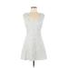 Ann Taylor LOFT Casual Dress - A-Line Plunge Sleeveless: White Dresses - Women's Size 6 Petite