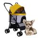 Dog Pram Travel Stroller Carrier Outdoor Buggy 4 Wheel Pet Cat Stroller, Pet Dog Strollers for Small Dogs, Pet Cat Stroller Folding Detachable Dog Pushchair for Small Dogs (Color : Yellow)