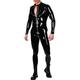 Black Sexy Latex Catsuits with Breasts Zippers Cuffs and Leg Rubber Bodysuit,Rose Red,Male XXL