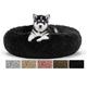 Haoye Calming Cat Bed Dog Bed Soft Plush Donut Pet Bed Cushion Cuddle Cat Bed Cozy Pet Nest Pet Sofa Round Basket Bed, Anti-Slip Bottom, Washable, for large dogs and cats - Black Ø 100cm