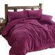 TEXTILER Single Teddy Fleece Waffle Duvet Cover Set Plum-Teddy Bear Waffle Bedding Set, Thermal Bedding with Fluffy Pillow Covers, Waffle Duvet Set (Single, Plum)