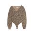 Abercrombie & Fitch Bodysuit: Brown Leopard Print Tops - Women's Size Small