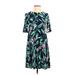 Old Navy Casual Dress - A-Line Crew Neck Short sleeves: Blue Floral Dresses - Women's Size Small