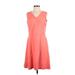 Lands' End Casual Dress - A-Line V Neck Sleeveless: Pink Print Dresses - Women's Size Small