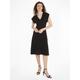 Jerseykleid TOMMY HILFIGER "SHINY INTERLOCK V-NK NS KNEE DRS" Gr. XXL (44), N-Gr, schwarz (black) Damen Kleider Freizeitkleider