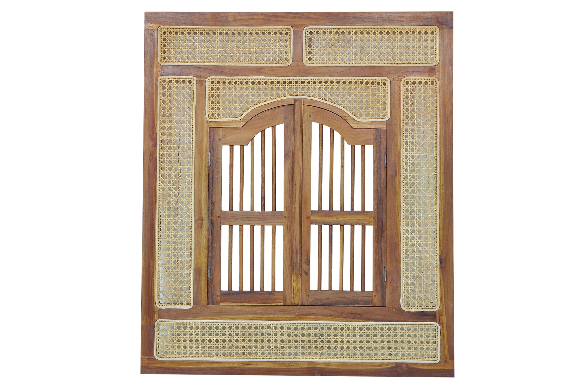 Wandspiegel SIT, beige (natur), B:80cm H:90cm T:4cm, Geflecht Rattan, Massivholz, Spiegel, Wandspiegel, mit 2 Flügeltüren