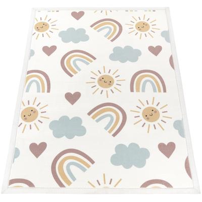 Kinderteppich PACO HOME "Emilia 352", bunt (mehrfarbig), B:140cm H:24mm L:200cm, Polyester, Teppiche, Kurzflor, Sonne, Wolken, Regenbogen, sehr weicher Flor Image