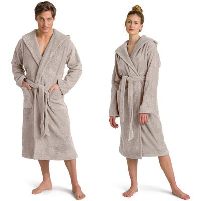 Unisex-Bademantel MÖVE "Superwuschel Kapuze, ideal für Sauna & Spa, Hotelbademantel" Gr. L, weiß (cashmere), L:120cm in Gr. L, Walkfrottier, Hausmäntel, in Uni Image
