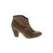 REPORT Ankle Boots: Slouch Chunky Heel Boho Chic Tan Print Shoes - Women's Size 8 - Round Toe