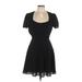 Forever 21 Casual Dress - A-Line Scoop Neck Short sleeves: Black Print Dresses - Women's Size Large