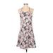 Peace & Pearls Casual Dress - A-Line Scoop Neck Sleeveless: Pink Floral Dresses - Women's Size Small