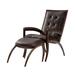 Armchair - Theodore Alexander Arc 26.75" Wide Leather Armchair Wood/Genuine Leather in Brown | 41.25 H x 26.75 W x 55.5 D in | Wayfair
