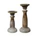 Ophelia & Co. 2 Piece Wood Tabletop Candlestick Set Wood in Brown/White | 9 H x 9 W x 12 D in | Wayfair 4FDDC4C846A947F7BB34596ECE654343