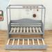 Red Barrel Studio® Liviana Twin Size Wooden Canopy Day Bed w/ Twin Size Trundle Wood in Gray | 66.1 H x 41.3 W x 77.6 D in | Wayfair