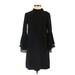 Zara Basic Casual Dress - Shift Mock 3/4 sleeves: Black Print Dresses - Women's Size X-Small