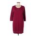 Gap Outlet Casual Dress - Mini Scoop Neck 3/4 sleeves: Burgundy Print Dresses - Women's Size Medium