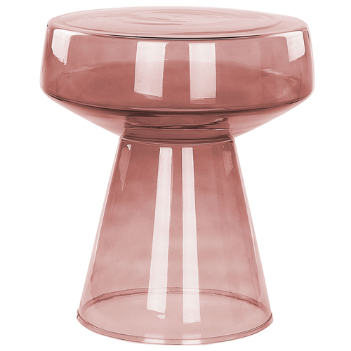 Beistelltisch Dunkelrot Rauchglas Glänzend Hoch Rund 37 cm T-Form Pilzform Konisch Retro-Stil Couchtisch für Pflanzen Wohnzimmer Ausstattung