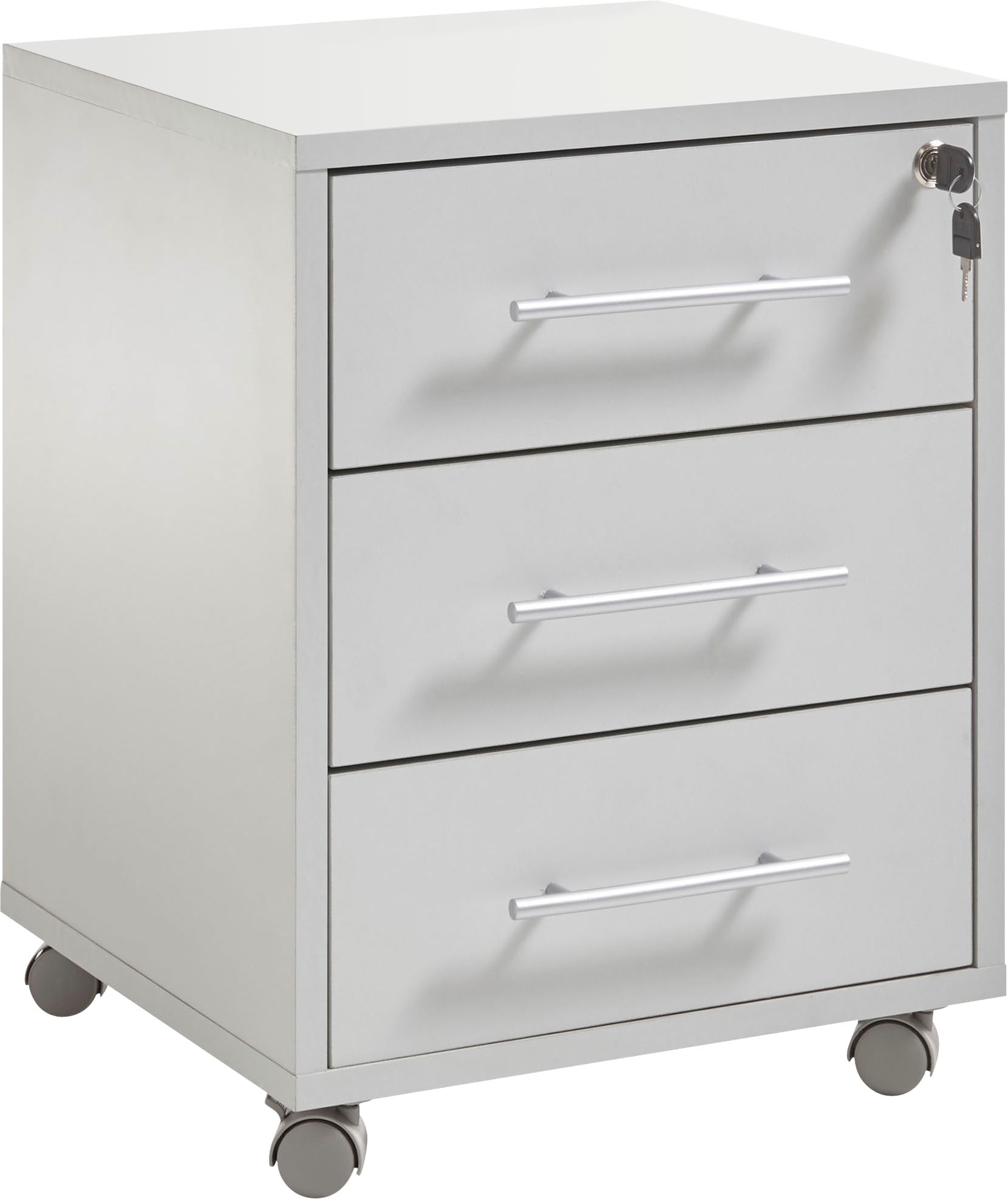 Rollcontainer BEGA OFFICE "Büro-Rollcontainer mit Schubladen abschließbar, Rollcontainer Rollbar", grau (lichtgrau), B:43cm H:56cm T:42cm, Holzwerkstoff, Rollwagen Image