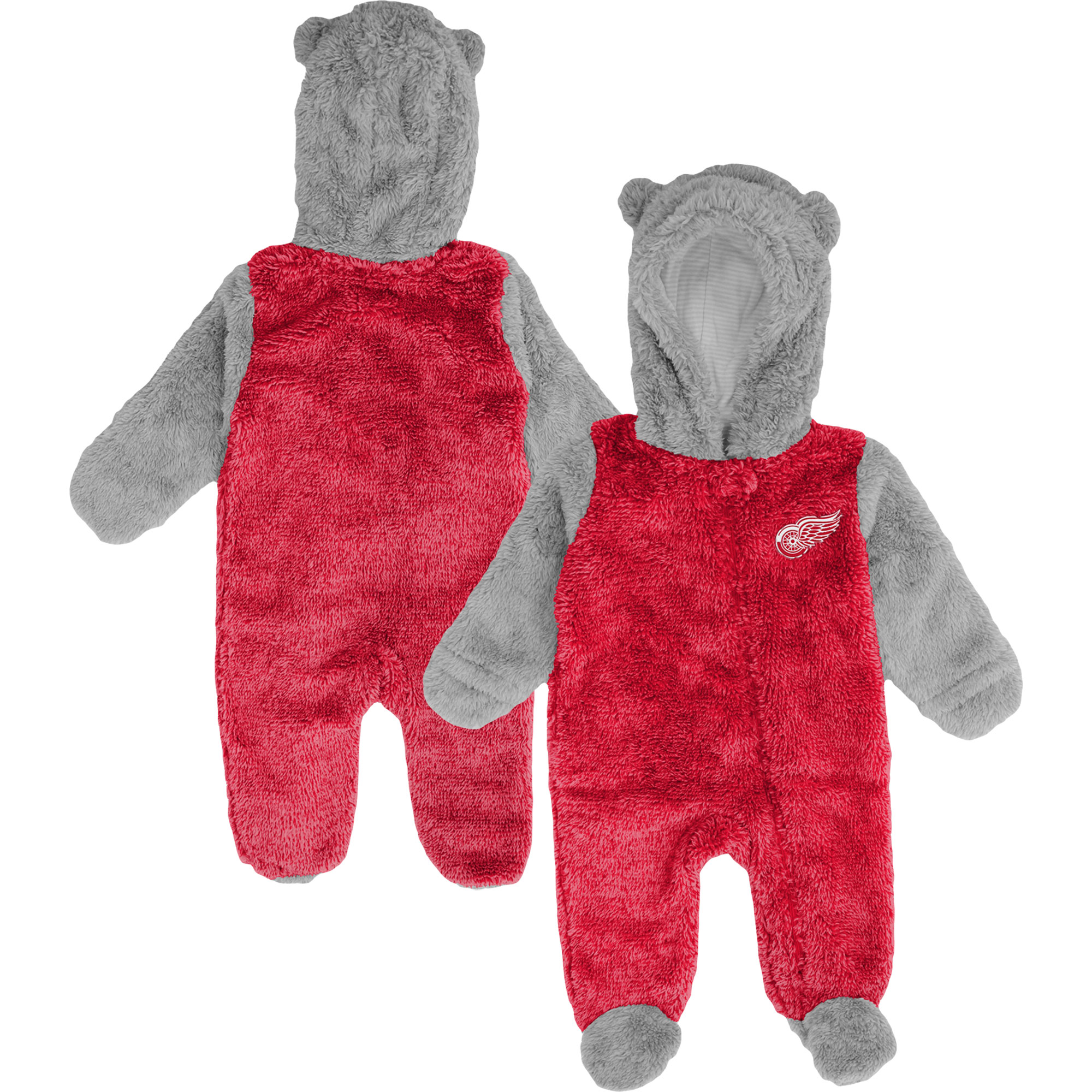 Rote Detroit Red Wings Game Nap Teddy Fleece-Wimpelkette mit durchgehendem Reißverschluss für Neugeborene und Kleinkinder Image
