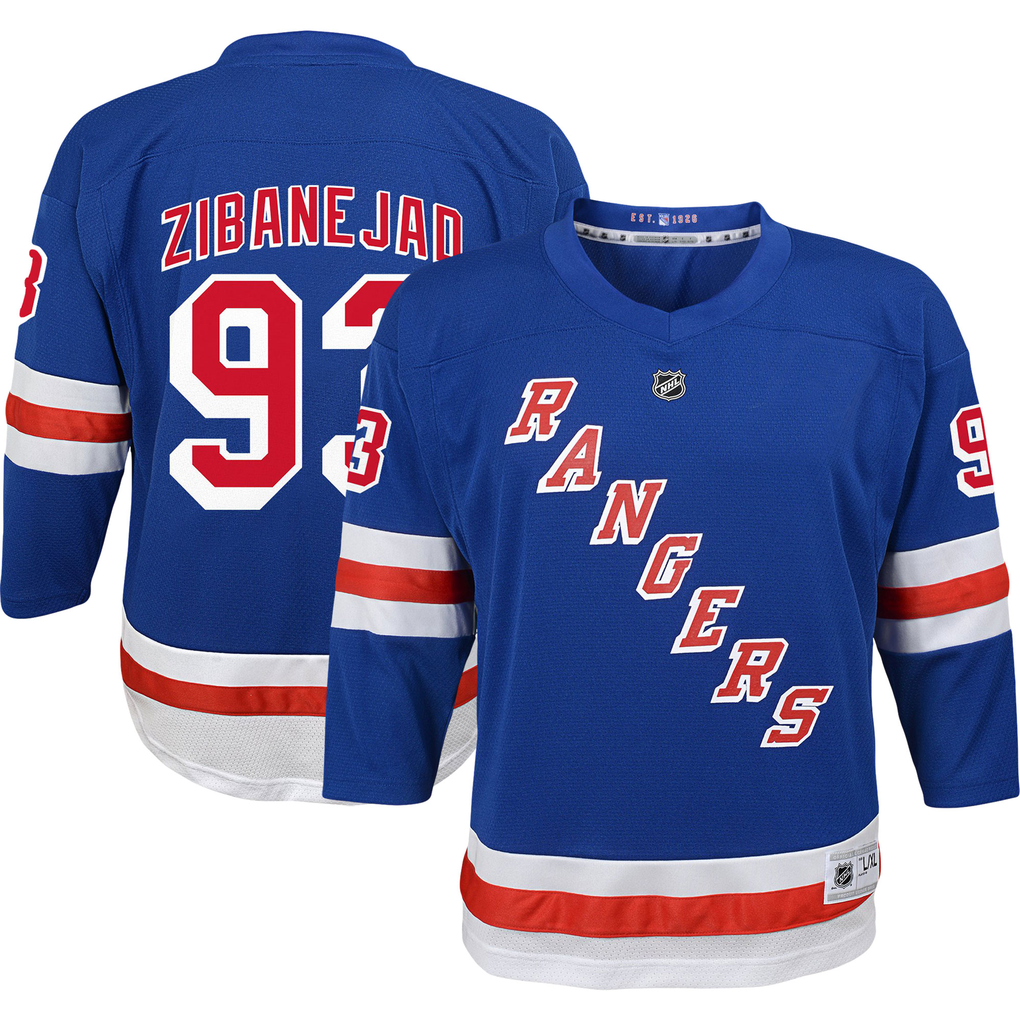 "Mika Zibanejad Jugend-Trikot der New York Rangers, Heimtrikot, blau, Replika" Image