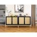 Set of 2, 2 Door Cabinet, Built-in adjustable shelf, Easy Assembly, Free Standing Cabinet for Living Room Bedroom, Hallway