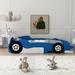 Deep Blue Overlord -- Twin Size Race Car-Shaped Platform Bed, Blue