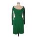 Michelle Mason Casual Dress - Party Plunge Long sleeves: Green Print Dresses - Women's Size 2