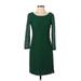 Banana Republic Casual Dress - Sheath Scoop Neck 3/4 sleeves: Green Print Dresses - Women's Size 0