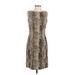 DressBarn Casual Dress - Sheath Crew Neck Sleeveless: Brown Leopard Print Dresses - Women's Size 4