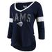 Women's Touch by Alyssa Milano Navy Los Angeles Rams Ultimate Fan 3/4 Sleeve Raglan T-Shirt