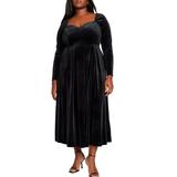 Plus Size Women's Velvet Sweetheart Neckline Dress by ELOQUII in Black Onyx (Size 14)