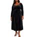 Plus Size Women's Velvet Sweetheart Neckline Dress by ELOQUII in Black Onyx (Size 14)