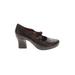 Earthies Heels: Loafers Chunky Heel Work Brown Solid Shoes - Women's Size 7 1/2 - Round Toe