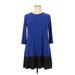 Tiana B. Casual Dress - A-Line Crew Neck 3/4 sleeves: Blue Color Block Dresses - Women's Size 14