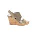 Charles by Charles David Wedges: Slingback Platform Boho Chic Tan Print Shoes - Women's Size 9 - Open Toe