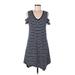 Marc New York Casual Dress - A-Line V Neck Short sleeves: Blue Print Dresses - Women's Size Medium