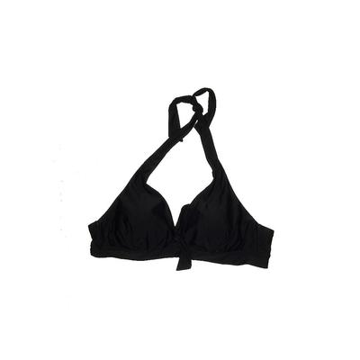 Swim by Cacique Swimsuit Top Black Solid Plunge Swimwear
