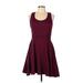 Design Lab Lord & Taylor Casual Dress - Mini Scoop Neck Sleeveless: Burgundy Solid Dresses - Women's Size Large