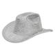 Silver Space Cowboy Hat - Sparkly Glitter Holographic Cowgirl Hat Rave Hat for Bachlorette Party Halloween, Silver, Medium