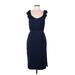 BB Dakota Casual Dress - Midi: Blue Solid Dresses - Women's Size 6