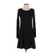 Express Outlet Casual Dress - A-Line Scoop Neck Long sleeves: Black Print Dresses - Women's Size Small