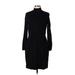 Lauren by Ralph Lauren Casual Dress - Sheath High Neck Long sleeves: Black Solid Dresses - Women's Size Large