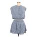 Rails Casual Dress - Shirtdress Crew Neck Short sleeves: Blue Print Dresses - Women's Size Large