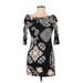 White House Black Market Cocktail Dress - Bodycon Boatneck 3/4 sleeves: Black Dresses - Women's Size Small