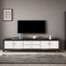 RARLON Solid Wood TV Cabinet Light Luxury Classical Stora 86.6" W Storage Credenza Wood in White/Brown | 20.4 H x 86.6 W x 16.7 D in | Wayfair