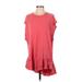 Free People Casual Dress - DropWaist Crew Neck Short sleeves: Pink Solid Dresses - Women's Size Small