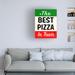 Trinx Best Pizza Stripe On Canvas by RetroPlanet Textual Art Canvas in Black/Gray/Green | 18 H x 24 W x 2 D in | Wayfair
