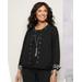 Draper's & Damon's Women's Alfred Dunner Animal Trim Ponte Jacket - Black - M